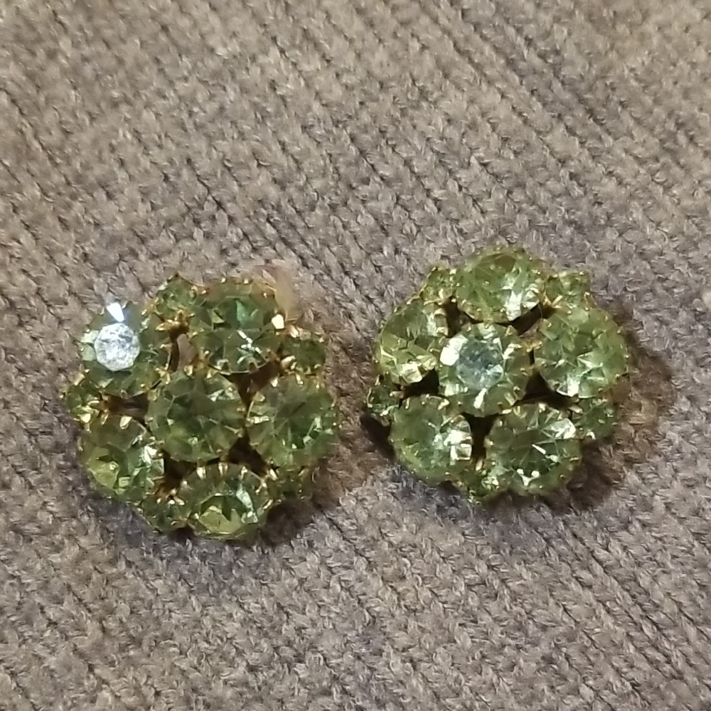 Vintage Green Crystal Earrings